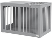 PawHut Buda dla psa, Klatka dla psa, Transportowa klatka dla psów, 2 drzwi, zamykane na klucz, Kratki ze stali, 80 cm x 50 cm x 56,5 cm, Szary