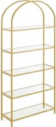 Złoty regał szklany z 5 półkami w stylu glamour W0-W76