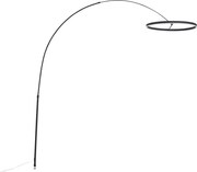 Designerska lampa łukowa podłogowa czarna z LED z 3-stopniowym ściemnianiem - Anello
