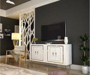 Komoda – 150 cm – Biało-złota – MDF