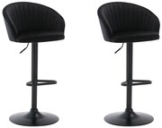 Zestaw 2 stołków barowych – tkanina i metal – kolor czarny - DORALIZ