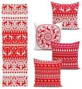 Zestaw 4 świątecznych poszewek na poduszki i bieżnika Minimalist Cushion Covers Christmas