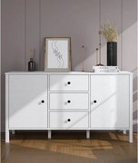 Komoda drewniana – szerokość 150 cm, wysokość 82 cm, głębokość 44 cm – kolor biały – płyta wiórowa pokryta melaminą