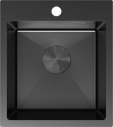 Mexen Solix zlewozmywak stalowy 1-komorowy 400 x 450 mm, czarny - 6401401000-70