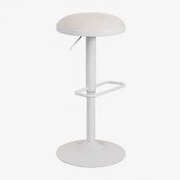 Regulowany Wysoki Stołek Igarasi Z Metalu I Tkaniny Biała - Kremowa Tapioca - Sklum