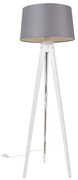 Nowoczesny trójnóg biały z abażurem z lnu ciemnoszary 45 cm - Tripod Classic klasyczny/Antyczny Oswietlenie wewnetrzne