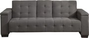Kanapa 3-osobowa z prostym mechanizmem rozkładania z mikrofibry DEVONSHIRE z uchylnym stolikiem wbudowanym pośrodku oparcia - Kolor: szary
