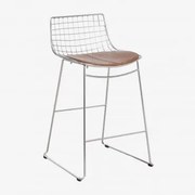 Zestaw 2 Wysokich Stołków Z Oparciem Ze Stali Renee ↑65 Cm & Cromado & Sztucznej Skóry Café Vintage - Sklum