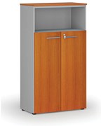 Szafa biurowa kombinowana PRIMO GRAY, drzwi na 3 poziomach, 800 x 420 x 1434 mm, szary/wiśnia