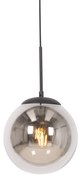 Lampa wisząca Art Deco czarna z dymionym szkłem - FloreDesignerski Oswietlenie wewnetrzne