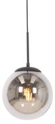 Lampa wisząca w stylu art deco czarna z przydymionym szkłem - Flore