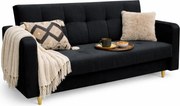Czarna pluszowa wersalka pikowana L0-N74