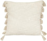 Dekoracyjna Poduszka Biała Iwory 50x50cm z Pomponami