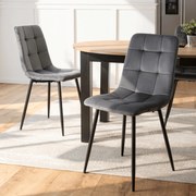 Krzesło Tapicerowane do Jadalni PERU Szare Welurowe Nowoczesne Loft