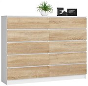 Skandynawska komoda do salonu biały + dąb sonoma W5-F48