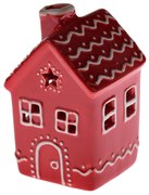 Domek ceramiczny z diodami LED, 7,8 x 12,2 x 7,5 cm, czerwony piernik