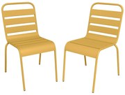 Zestaw 2 krzeseł ogrodowych sztaplowanych z metalu - Żółty musztardowy - MIRMANDE marki MYLIA