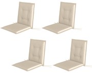 Outsunny Zestaw 4 Beżowych Poduszek na Krzesła 108 x 50 x 5 cm z Taśmami do Wewnątrz i Na Zewnątrz