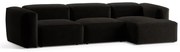 Czarny narożnik (prawostronny/z szezlongiem) Bergamo – Cosmopolitan Design