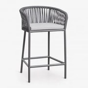 Wysoki Stołek Z Podłokietnikami Z Plecionej Liny Arhiza Grafitowa Szarość & ↑65 Cm - Sklum