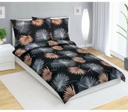 Bellatex Pościel bawełniana Palmowy liść czarny,140 x 200 cm, 70 x 90 cm