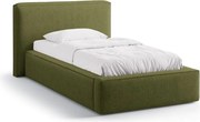 Zielone tapicerowane łóżko jednoosobowe ze schowkiem ze stelażem 90x200 cm Jodie – Micadoni