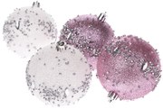 Zestaw ozdób świątecznych Silver Glitter, 4 szt., śr. 8 cm, plastik
