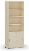 Szafa biurowa kombinowana PRIMA WOOD, drzwi przesuwne na 2 poziomach, 800 x 420 x 2128 mm, brzoza