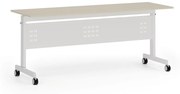 Mobilny stół PRIMO MOBI, 1800 x 600 mm, podstawa biała, brzoza