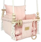 Różowa drewniana huśtawka dla niemowlaka F4-G55