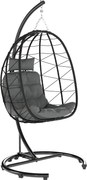 Outsunny Fotel wiszący zewnętrzny Fotel wiszący Egg Chair, odporny na warunki atmosferyczne, w tym poduszki, 102 cm x 102 cm x 195 cm, Ciemnoszary