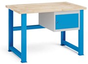 Stół warsztatowy KOVONA, szafka wisząca na narzędzia, blat z drewna bukowego, stałe nogi, 1200 mm