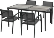 Outsunny Zestaw mebli ogrodowych, zestaw krzeseł ogrodowych, 1 stół, 4 krzesła, 150 x 87 x 72 cm, Szary