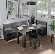 Grupa ławek narożnych czarny 210x120x80 roman