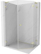 Mexen Lunar L kabina prysznicowa pięciokątna uchylna prawa 80 x 90 cm, transparent, złota szczotkowana - 831L-080P-090L-55-00-P