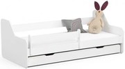 Białe łóżko dziecięce z barierką i szufladą R4-T62
