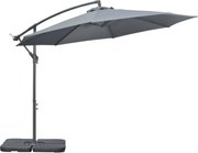 Outsunny Parasol przeciwsłoneczny Parasol ogrodowy, z stojakiem krzyżowym, odporny na warunki atmosferyczne, 292 cm x 292 cm x 247 cm, Szary