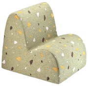 Zielony fotel dziecięcy z materiału bouclé/z tkaniny szenilowej Terrazzo Cloud – Wigiwama