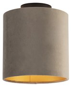 Lampa sufitowa z abażurem z weluru w kolorze taupe ze złotym wykończeniem 20 cm - Combi BlackWiejski/ Rustykalny / Vintage Oswietlenie wewnetrzne