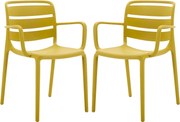 Zestaw 2 foteli ogrodowych sztaplowanych z polipropylenu - Żółty - MOAH marki MYLIA