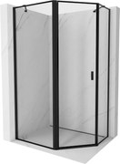 Mexen Mist kabina prysznicowa pięciokątna asymetryczna uchylna lewa 100 x 80 cm, czarna ramka, czarna - 8A8-100-080-70-70-L