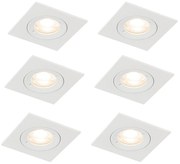 Zewnetrzna Zestaw 6 kwadratowych opraw wpuszczanych biały GU10 50 mm IP44 - Xena Nowoczesny Oswietlenie zewnetrzne