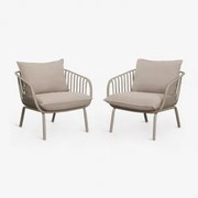 Zestaw 2 Foteli Ogrodowych Z Stali I Polipropylenu Aradina Moka Brown - Sklum