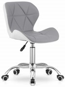 Krzesło biurowe AVOLA z ekoskóry, szaro-białe