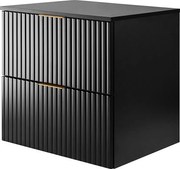 Szafka pod umywalkę, Czarny, 60 x 57 x 46 cm, uchwyt złoty + Blat