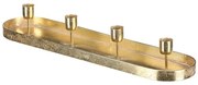 Metalowy świecznik na 4 stożkowe świece, owalny,złoty, 43 x 10 x 6 cm