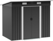 Outsunny Metalowy Domek Ogrodowy 2,3 m² 207 x 130 x 182 cm z Oknem, Ramą Podłogową i Schowkiem, Czarny