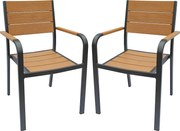 Zestaw 2 aluminiowych, sztaplowanych foteli ogrodowych - Jasny naturalny i antracytowy - NYROS od MYLIA