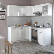 Kuchnia narożna biały wysoki połysk/biały 187x60x81.6 rick