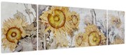 Obraz - Słoneczniki na ścianie (170x50 cm)
